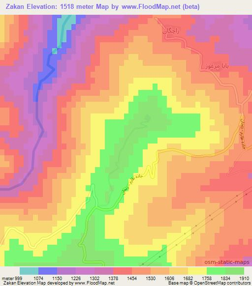 Zakan,Iran Elevation Map