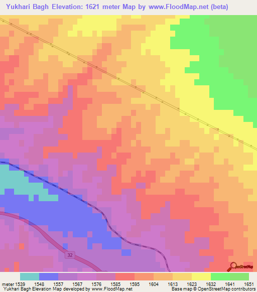 Yukhari Bagh,Iran Elevation Map