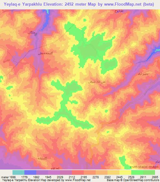 Yeylaq-e Yarpakhlu,Iran Elevation Map
