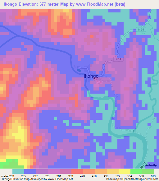 Ikongo,Madagascar Elevation Map