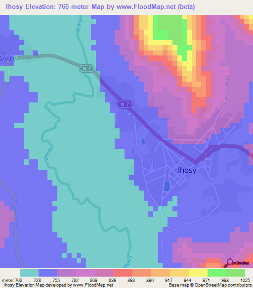 Ihosy,Madagascar Elevation Map