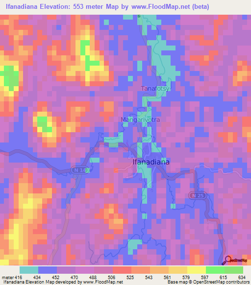Ifanadiana,Madagascar Elevation Map