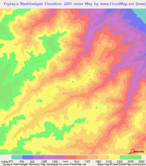 Yeylaq-e Mashhadgah,Iran Elevation Map