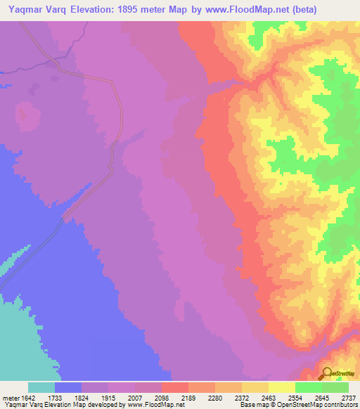 Yaqmar Varq,Iran Elevation Map