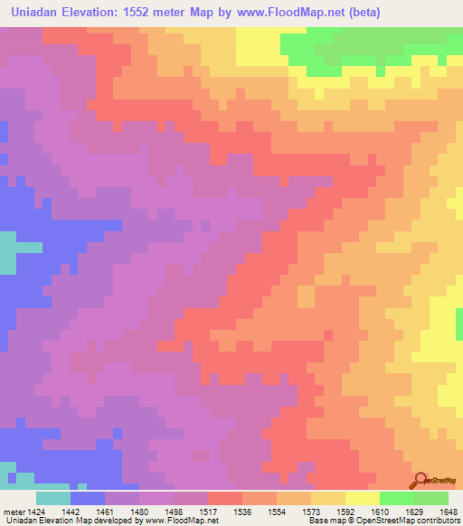 Uniadan,Iran Elevation Map