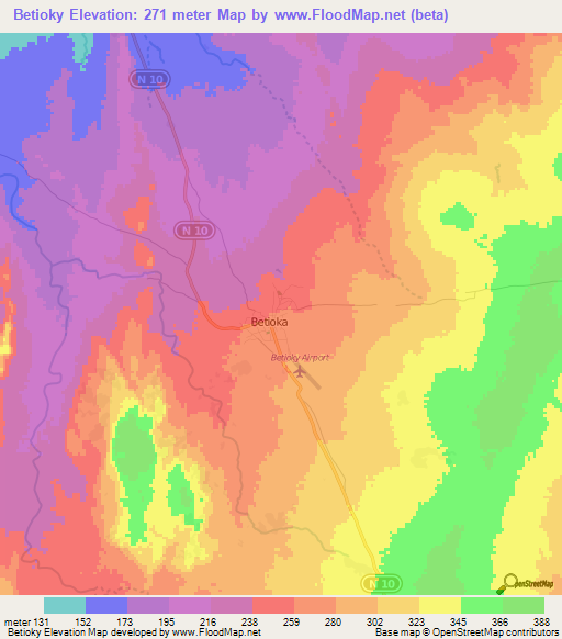 Betioky,Madagascar Elevation Map