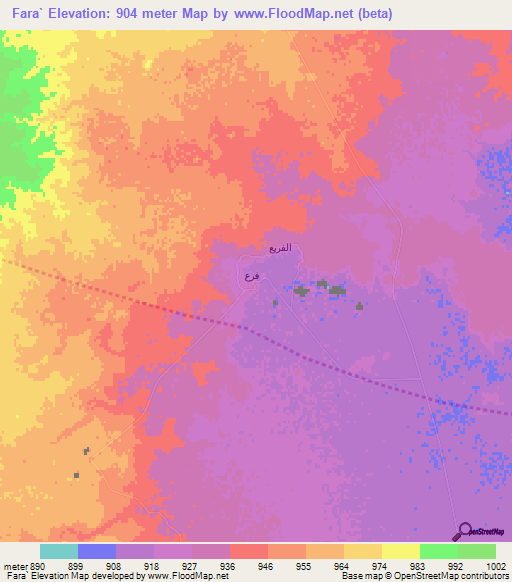 Fara`,Saudi Arabia Elevation Map