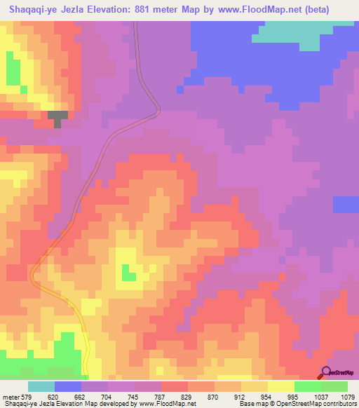 Shaqaqi-ye Jezla,Iran Elevation Map