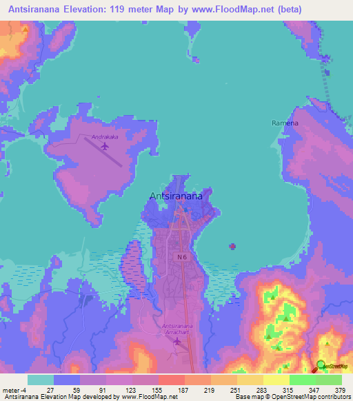 Antsiranana,Madagascar Elevation Map