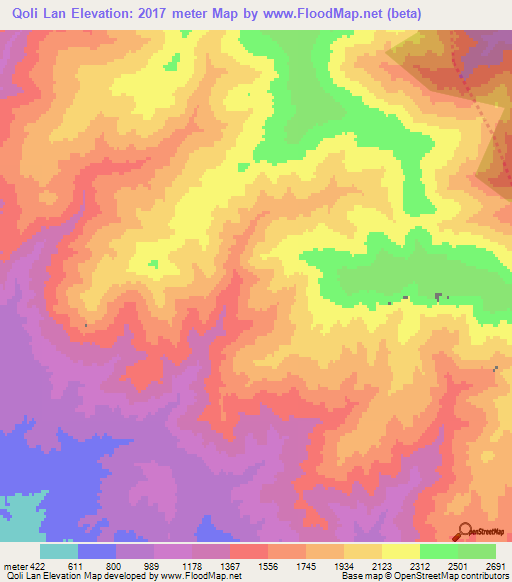 Qoli Lan,Iran Elevation Map