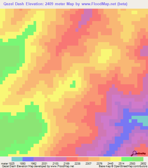 Qezel Dash,Iran Elevation Map