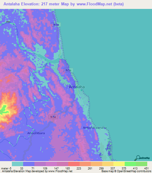 Antalaha,Madagascar Elevation Map