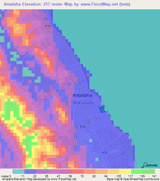 Antalaha,Madagascar Elevation Map
