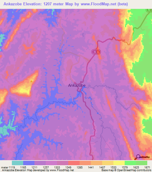 Ankazobe,Madagascar Elevation Map