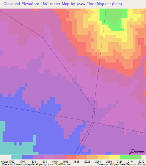 Qiasabad,Iran Elevation Map