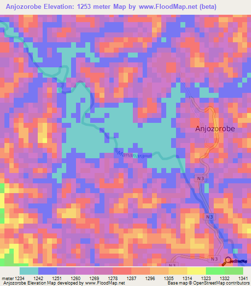Anjozorobe,Madagascar Elevation Map