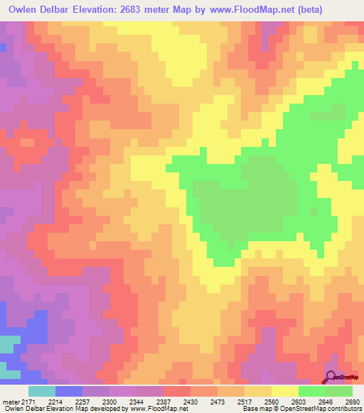 Owlen Delbar,Iran Elevation Map