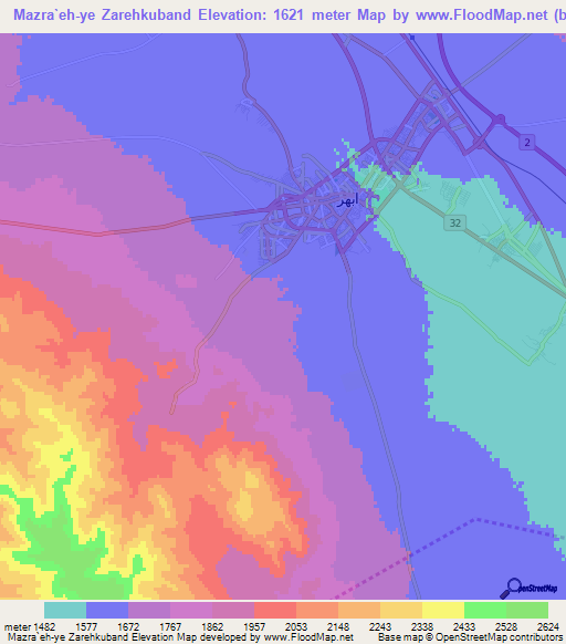 Mazra`eh-ye Zarehkuband,Iran Elevation Map