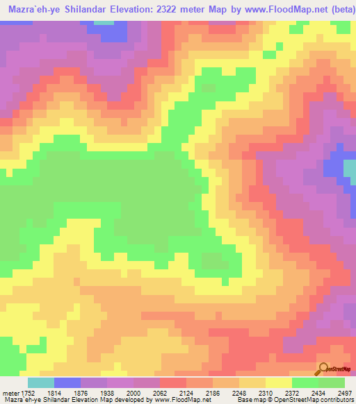 Mazra`eh-ye Shilandar,Iran Elevation Map