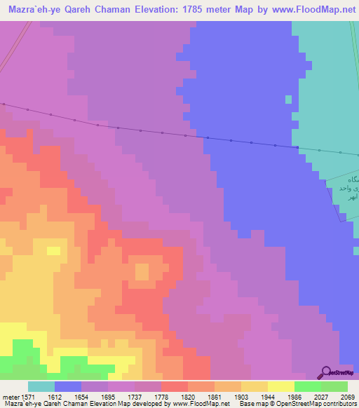 Mazra`eh-ye Qareh Chaman,Iran Elevation Map