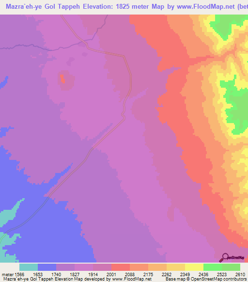 Mazra`eh-ye Gol Tappeh,Iran Elevation Map