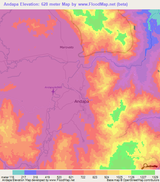 Andapa,Madagascar Elevation Map