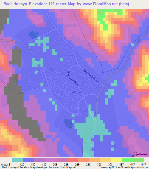 Badr Hunayn,Saudi Arabia Elevation Map