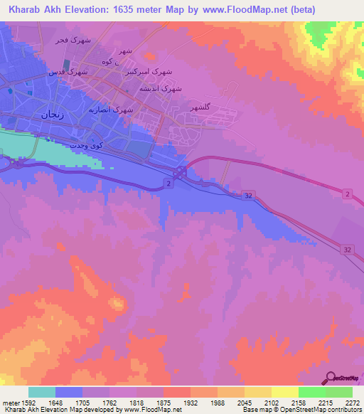 Kharab Akh,Iran Elevation Map