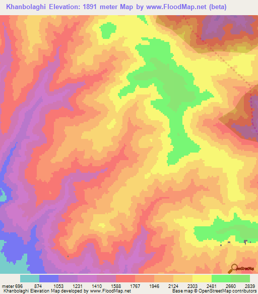 Khanbolaghi,Iran Elevation Map