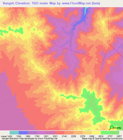 Kangeh,Iran Elevation Map
