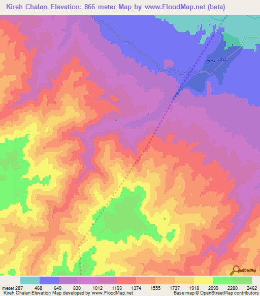 Kireh Chalan,Iran Elevation Map