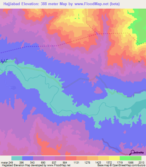 Hajjiabad,Iran Elevation Map