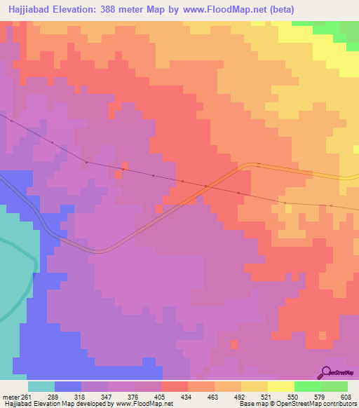 Hajjiabad,Iran Elevation Map