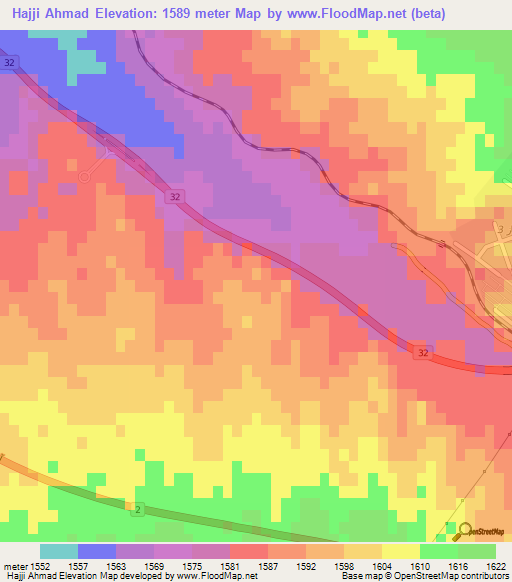 Hajji Ahmad,Iran Elevation Map