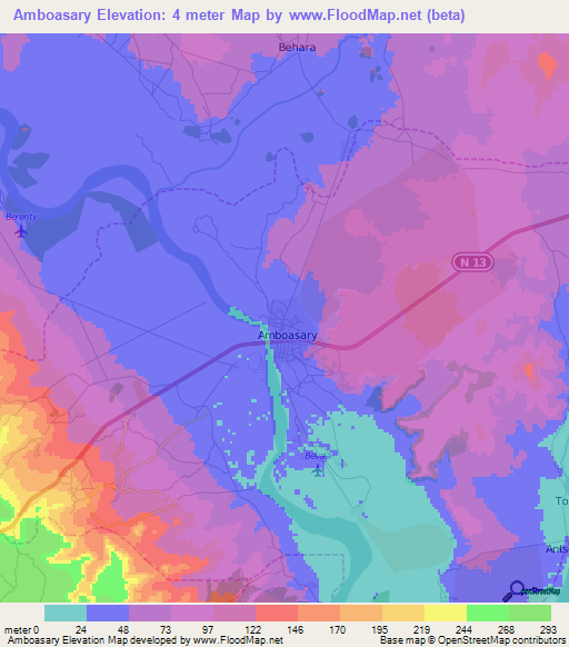 Amboasary,Madagascar Elevation Map