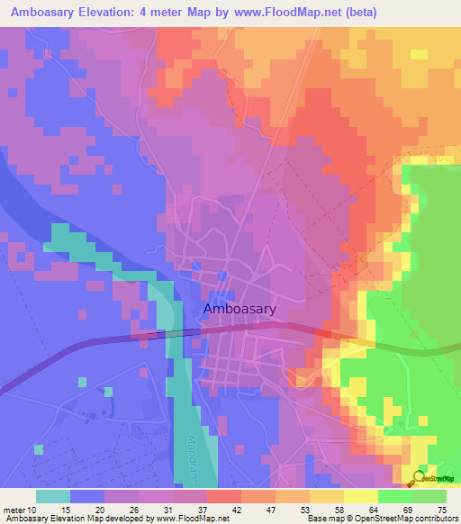 Amboasary,Madagascar Elevation Map