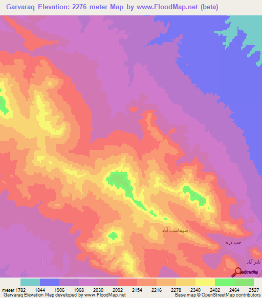 Garvaraq,Iran Elevation Map