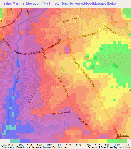Saint Martins,Zimbabwe Elevation Map
