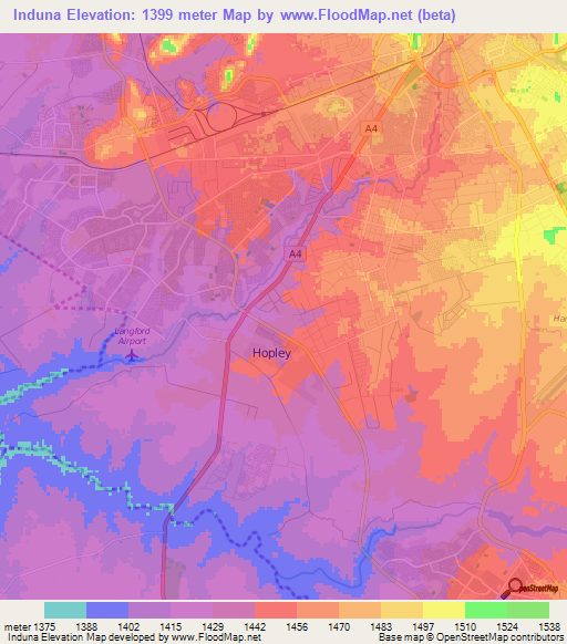 Induna,Zimbabwe Elevation Map