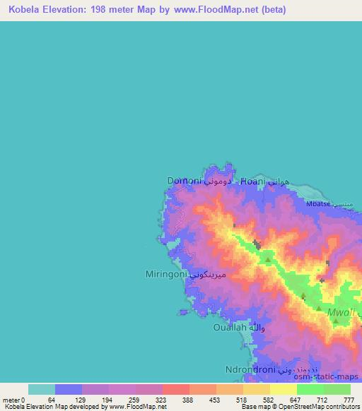 Kobela,Comoros Elevation Map