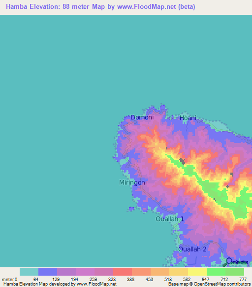 Hamba,Comoros Elevation Map