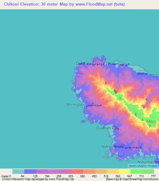 Chikoni,Comoros Elevation Map