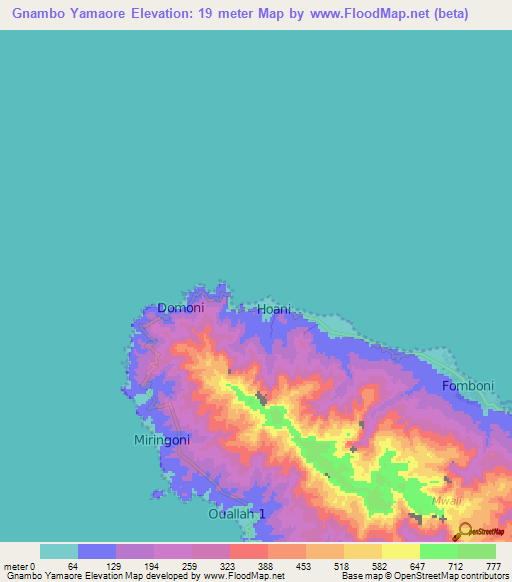Gnambo Yamaore,Comoros Elevation Map