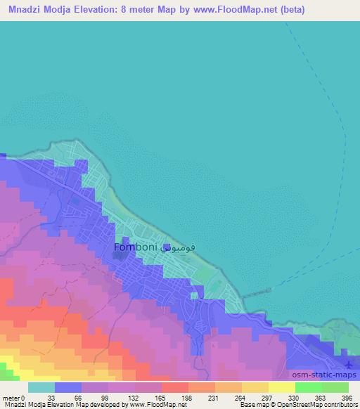 Mnadzi Modja,Comoros Elevation Map