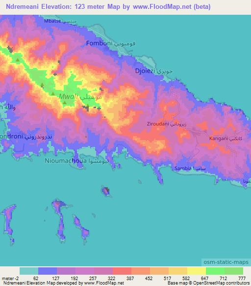 Ndremeani,Comoros Elevation Map