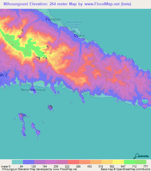 Mihoungouni,Comoros Elevation Map