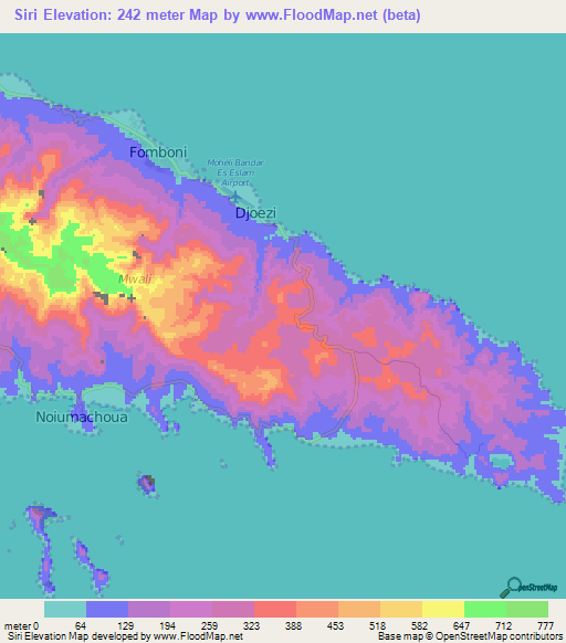 Siri,Comoros Elevation Map