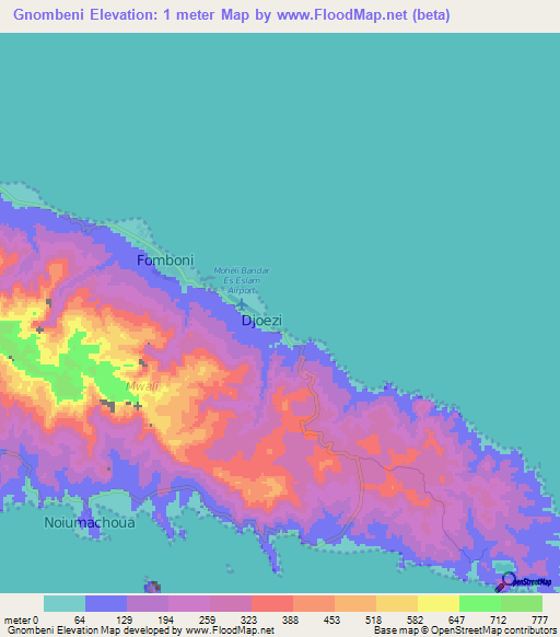Gnombeni,Comoros Elevation Map