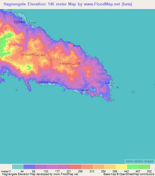 Hagnengele,Comoros Elevation Map