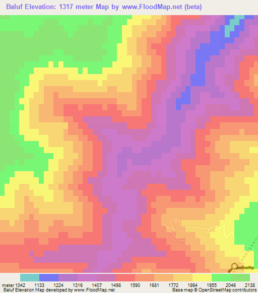 Baluf,Iran Elevation Map